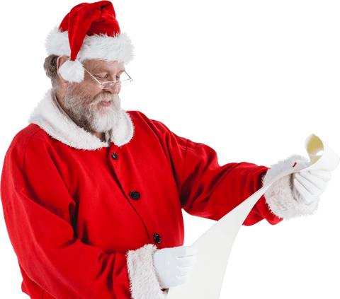 santa claus smiling reading holiday list transparent background - Download Free Stock Videos Pikwizard.com