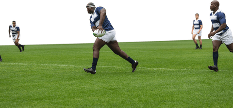 Diverse rugby players competing with transparent background