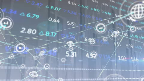 Digital Network Overlay on Stock Market Data Visualization