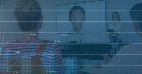 financial data analysis in corporate video conference - Download Free Stock Images Pikwizard.com