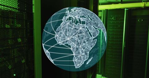 digital globe overlay with network connections on servers - Download Free Stock Images Pikwizard.com