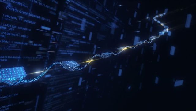 Futuristic data streams with cybersecurity concept