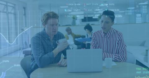 Business Team Analyzing Data with Transparent Financial Visuals