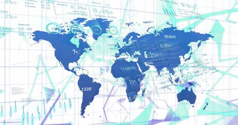 Global Finance Data Processing on World Map - Download Free Stock Images Pikwizard.com