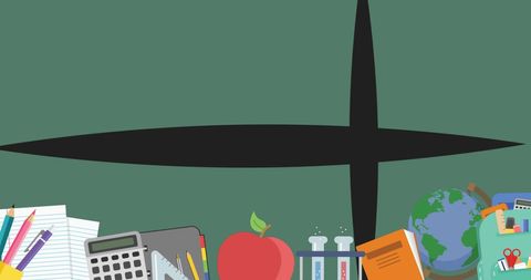 Educational Tools on Green Blackboard Background