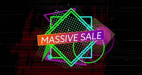 Colorful Massive Sale Banner with Vibrant Geometric Shapes
