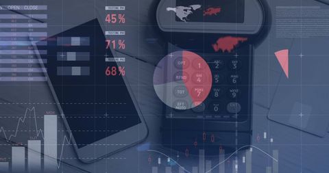 Abstract Technology Overlay: Graphs and Mobile Payment Terminal - Download Free Stock Images Pikwizard.com