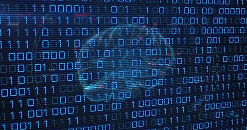 Digital Brain Within Binary Code Matrix Symbolizing Artificial Intelligence