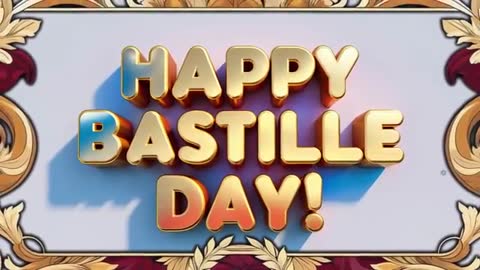 Glossy 3D Text Celebrating Bastille Day Elegance