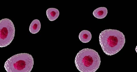 Floating Human Cells on Black Background Concept Art