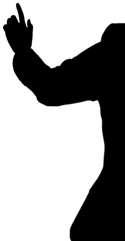 Digital Silhouette of Male Arm Pointing on Transparent Background