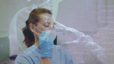 Dentist Analyzing Medical Data Visualization with Digital Overlay