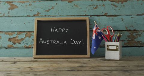 Australia Day Celebration with Chalkboard and Flag - Download Free Stock Images Pikwizard.com