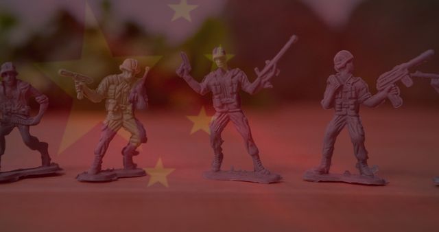 Toy Soldiers in Front of Chinese Flag Symbolizing Military Strength - Download Free Stock Images Pikwizard.com