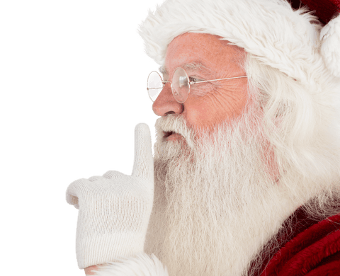 Santa Claus Gesturing Silence with White Glove in Transparent Image