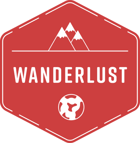 Wanderlust Travel Logo on Transparent Background with Mountain Icon