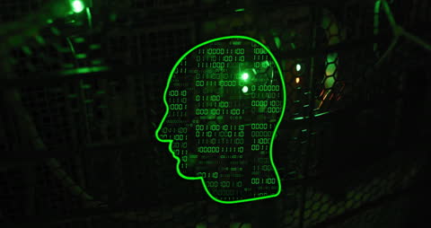 Futuristic Digital Interface with Binary Data Overlays