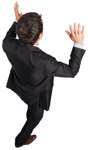 businessman posing with arms raised in transparent outfit - Download Free Stock Videos Pikwizard.com