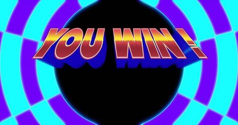 Vibrant 3D You Win Text with Concentric Rings Background