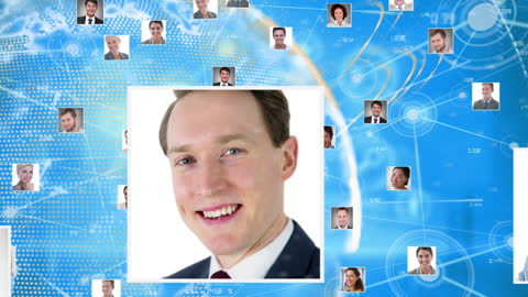 Global Business Network with Digital Interface Illustrations