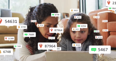 Mother and Daughter Engaged with Digital Network