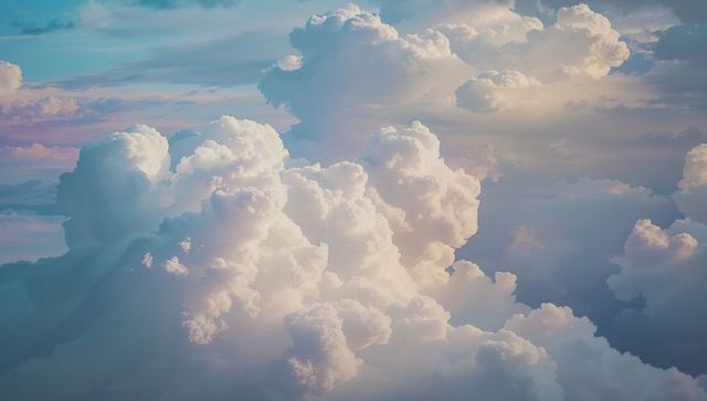 Tranquil Skyscape with Billowing Cumulus Clouds
