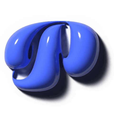 Glossy cobalt-blue 3d blob on transparent background sculptural polished polymer with deep creases
