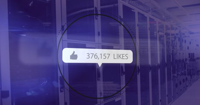 Social Media Likes Overlay on Data Server Room - Download Free Stock Images Pikwizard.com