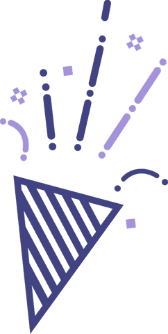 Abstract transparent confetti from party popper in flat design