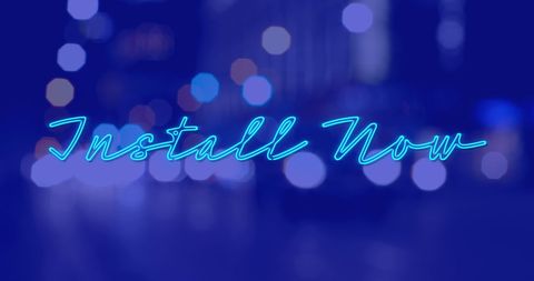 Install Now Text Glowing Over Blurred City Lights Night Scene - Download Free Stock Images Pikwizard.com