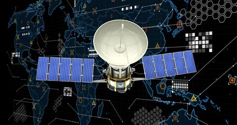 Satellite Orbiting Earth with Digital Global Connections - Download Free Stock Images Pikwizard.com