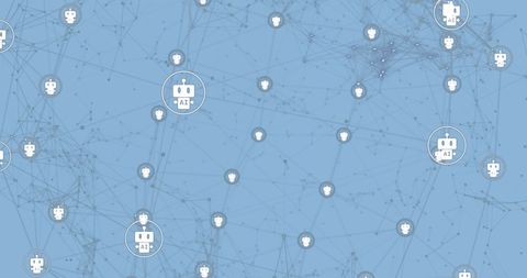 Network of AI Robots on Digital Interface Background - Download Free Stock Images Pikwizard.com