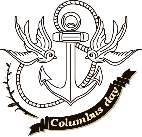 transparent columbus day logo design with vintage anchor and birds - Download Free Stock Videos Pikwizard.com
