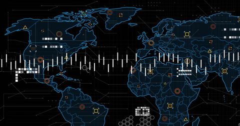 Digital Finance Data Processing on World Map Illustration - Download Free Stock Images Pikwizard.com