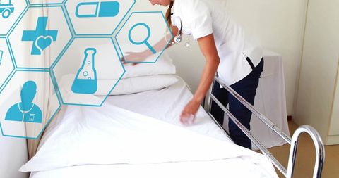 Digital Healthcare Innovations with Nurse Making Hospital Bed