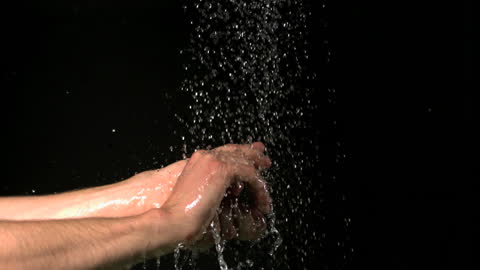 Hands Cleaning Under Flowing Water in Slow Motion