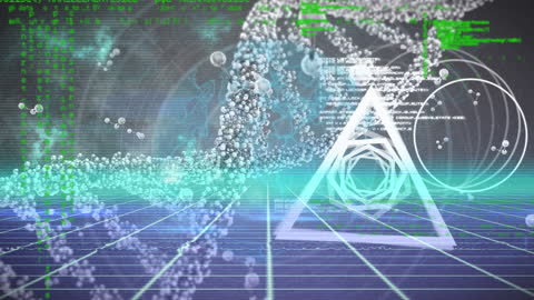 Futuristic Data Processing Interface with Geometric Elements