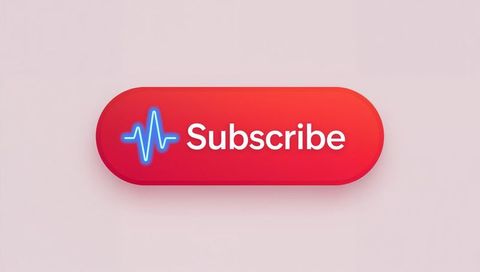 Glowing Red Subscribe Button Showing Neon Pulse Icon on Minimal Pastel Background
