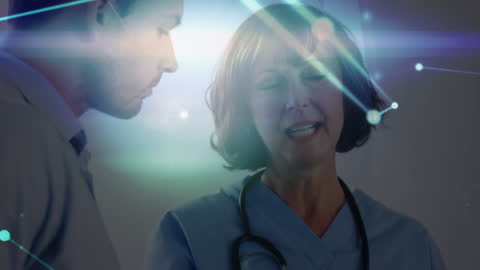 Female Doctor Using Tablet in Digital Network Interface
