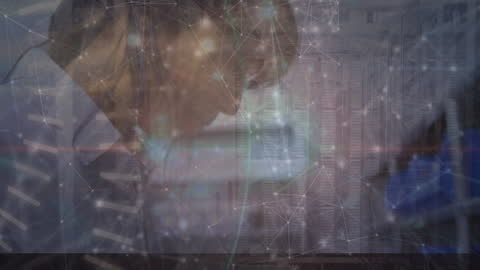 Scientist Analyzing Data Amidst Digital Integration