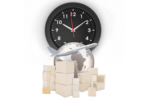 transparent clock, plane, and cartons for timing concept - Download Free Stock Videos Pikwizard.com