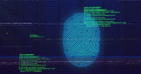 Futuristic Fingerprint with Code Overlay Evoking Cybersecurity Theme - Download Free Stock Images Pikwizard.com