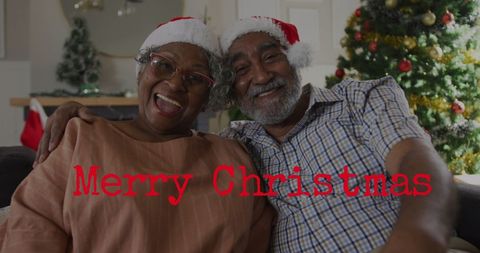 Happy Senior Couple Celebrating Christmas at Home