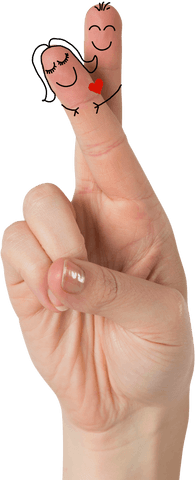 cartoon finger couple and heart on transparent background - Download Free Stock Videos Pikwizard.com
