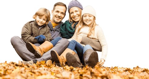Happy Family Enjoying Autumn Together Laughing on Transparent Background