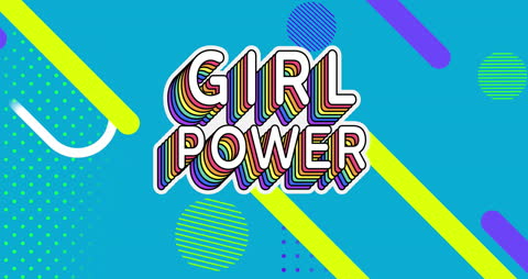 Vibrant Girl Power Text with Colorful Abstract Shapes