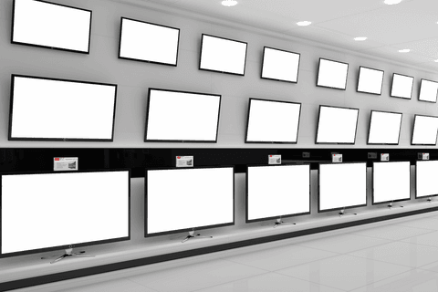Transparent Store with Multiple TVs Displayed on Shelves - Download Free Stock Videos Pikwizard.com