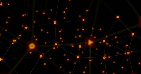 glowing digital network with social media icons - Download Free Stock Images Pikwizard.com