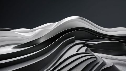 Abstract Wave-Like Monochrome Forms, Futuristic Layers