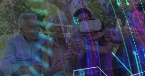 Family Bonding with VR Technology Overlay